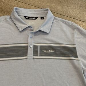 Travis Mathew Golf Polo Mens Large Pima Cotton Blend Blue Athletic Casual Preppy